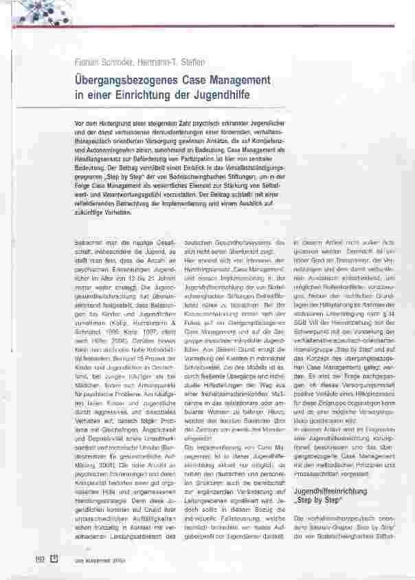 Vorschauseite 1: Übergangsbezogenes Case Management in einer Einrichtung der Jugendhilfe