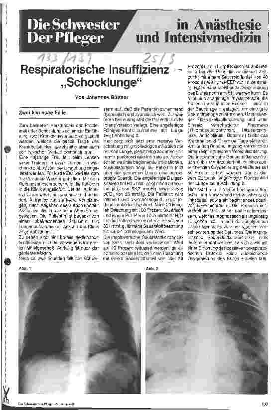 Vorschauseite 1: Respiratorische Insuffizienz - Schocklunge