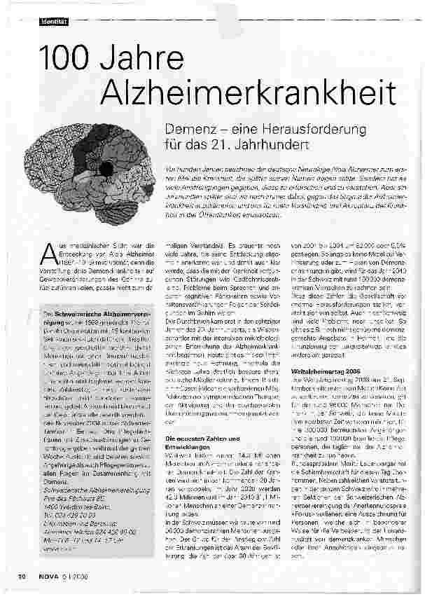 Vorschauseite 1: 100 Jahre Alzheimerkrankheit