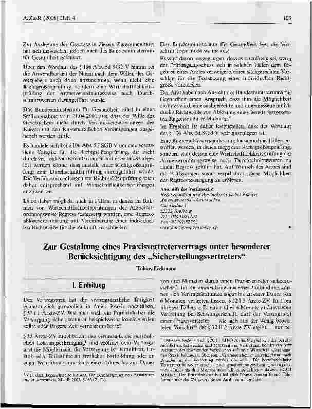 Vorschauseite 3: Hat der Arzt einen Anspruch auf Abschluss einer Regressablösevereinbarung auch bei Wirtschaftlichkeitsprüfungen?