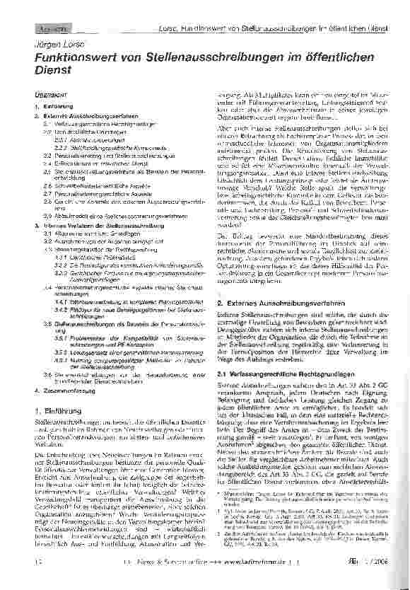 Vorschauseite 1: Funktionswert von Stellenausschreibungen im öffentlichen Dienst