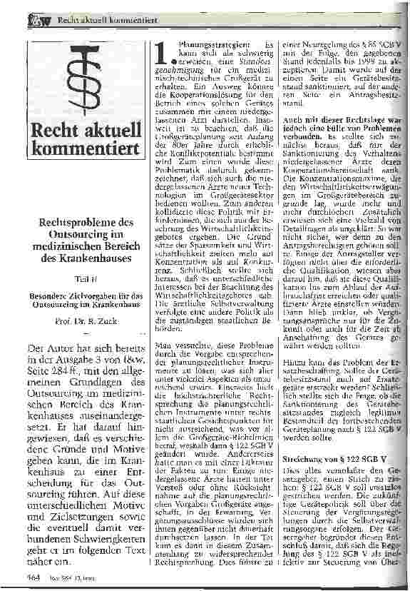 Vorschauseite 1: Rechtsprobleme des Outsourcing im medizinischen Bereich des Krankenhauses