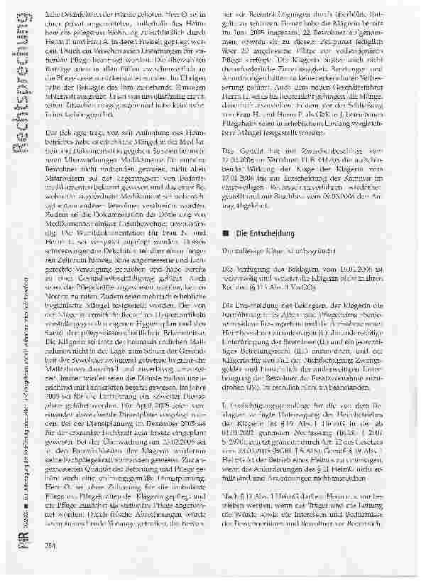 Vorschauseite 4: Zur Untersagung der Fortführung eines Altenund Pflegeheims und die Aufnahme neuer Heimbewohner