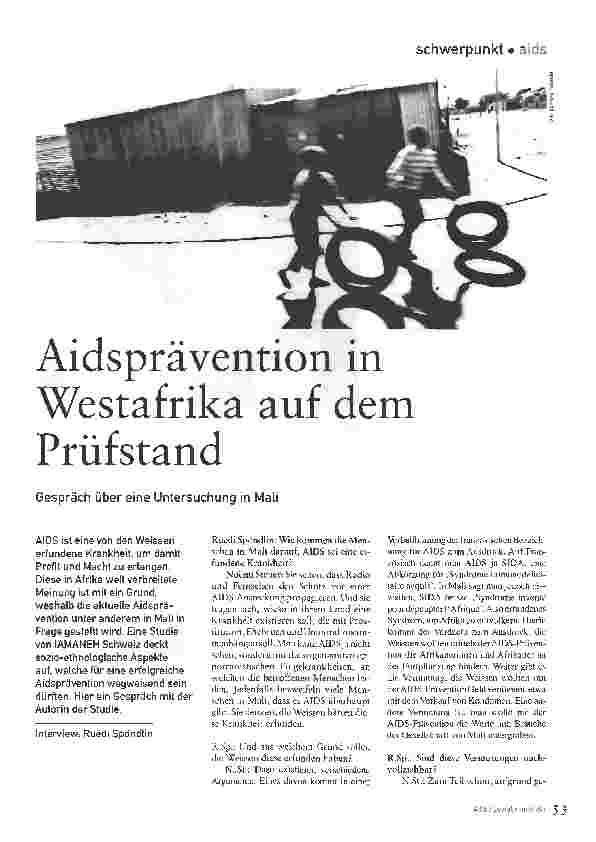Vorschauseite 1: Aidsprävention in Westafrika auf dem Prüfstand