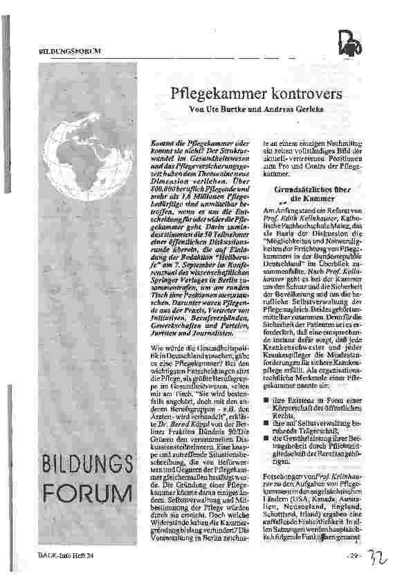 Vorschauseite 1: Pflegekammer kontrovers