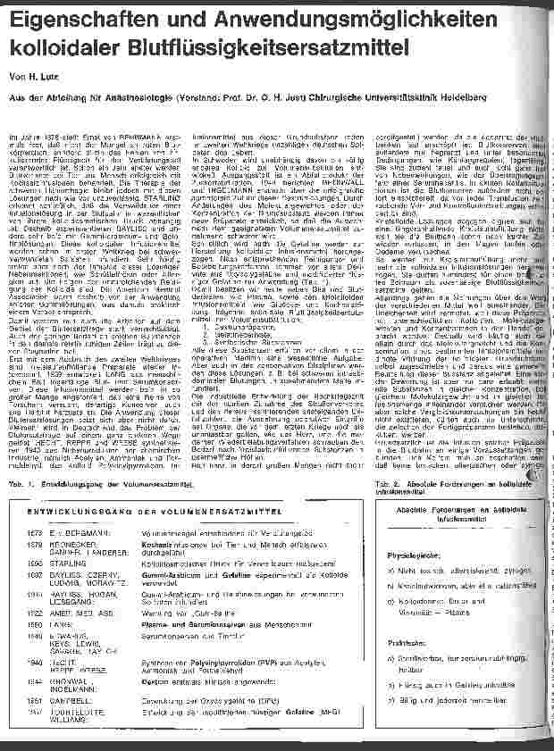 Vorschauseite 1: Eigenschaften und Anwendungsmöglichkeiten kolloidaler Blutflüssigkeitsersatzmittel