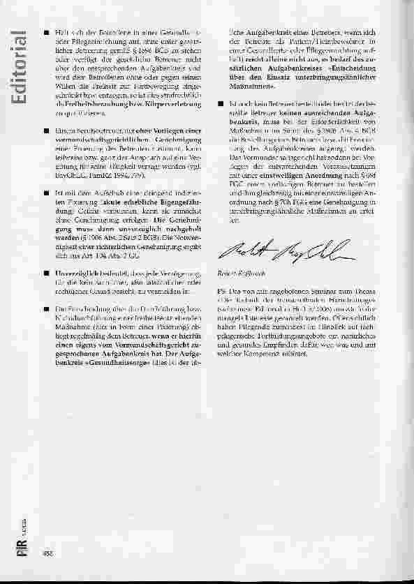 Vorschauseite 2: Zur Kompetenz eines Betreuers in Fixierungsmaßnahmen einzuwilligen