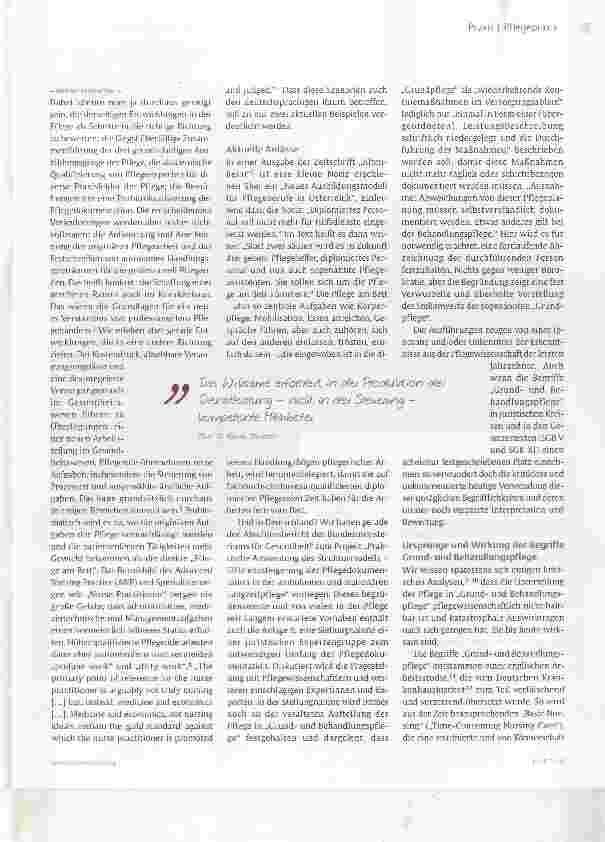 Vorschauseite 2: Wider die Abwertung der eigentlichen Pflege