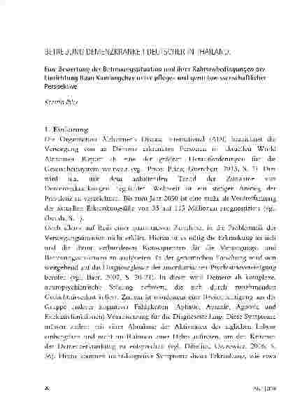 Vorschauseite 1: BETREUUNG DEMENZKRANKER DEUTSCHER IN THAILAND