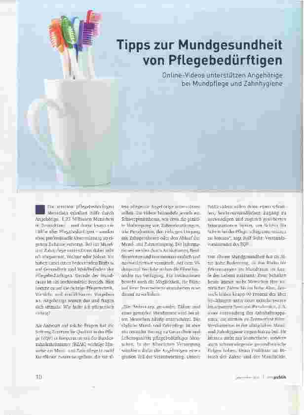 Vorschauseite 1: Tipps zur Mundgesundheit von Pflegebedürftigen