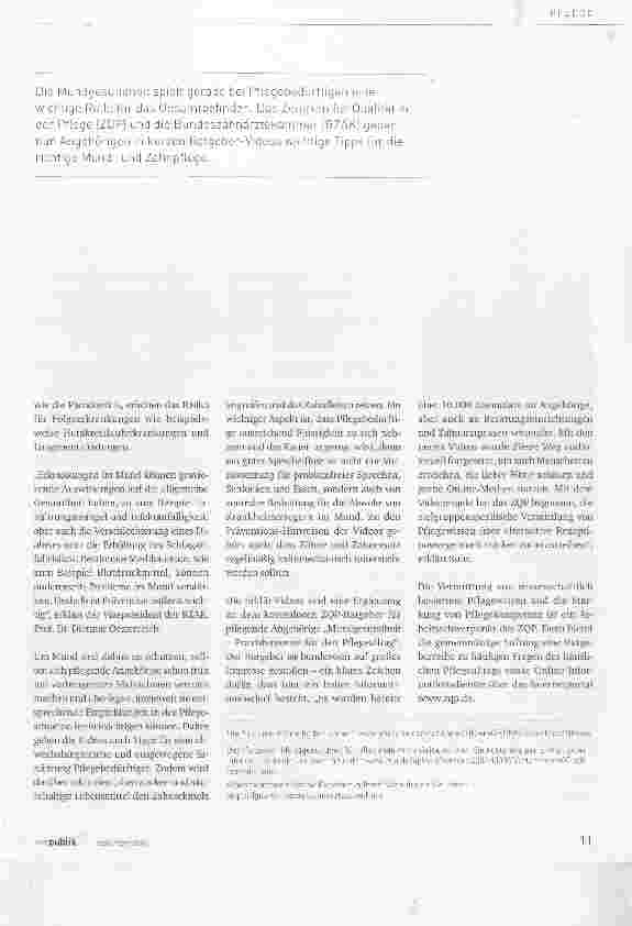 Vorschauseite 2: Tipps zur Mundgesundheit von Pflegebedürftigen