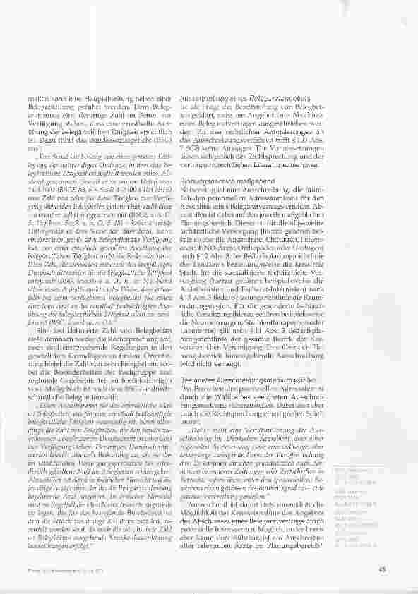 Vorschauseite 2: Belegärztliche Sonderzulassung trotz Zulassungsbeschränkungen