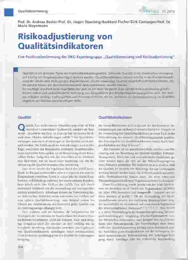Vorschauseite 1: Risikoadjustierung von Qualitätsindikatoren