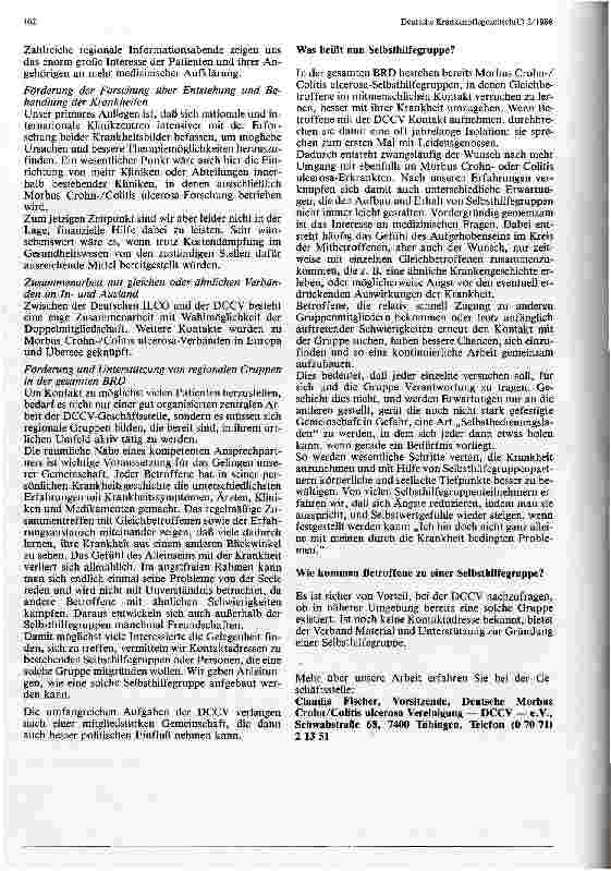 Vorschauseite 2: Mit der Entzündung leben Selbsthilfegruppen stellen sich vor