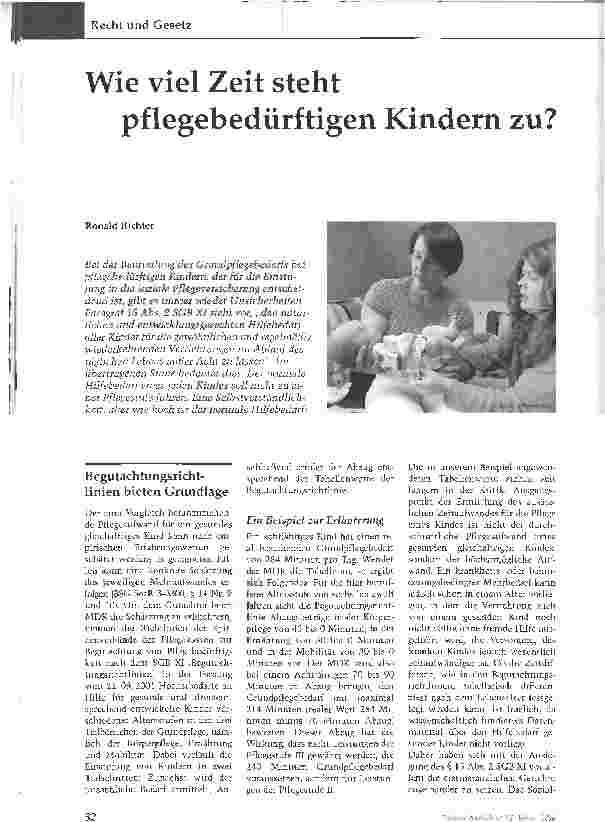 Vorschauseite 1: Wie viel Zeit steht pflegebedürftigen Kindern zu?