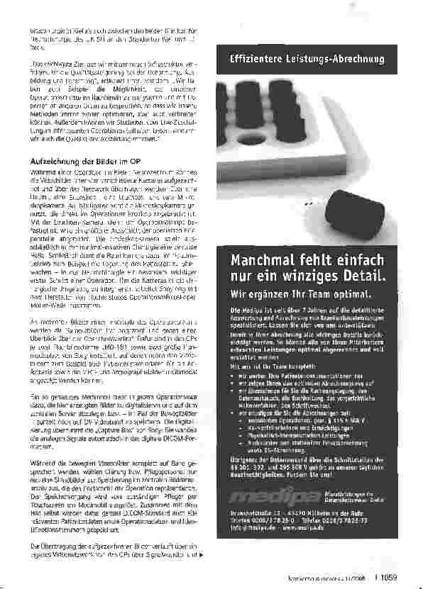 Vorschauseite 2: Jederzeit im Bilde - Neurozentrum in Kiel mit modernsterAudio/Videound IT-Technologie