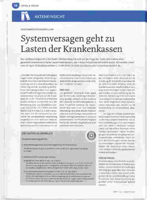 Vorschauseite 1: Systemversagen geht zu Lasten der Krankenkassen