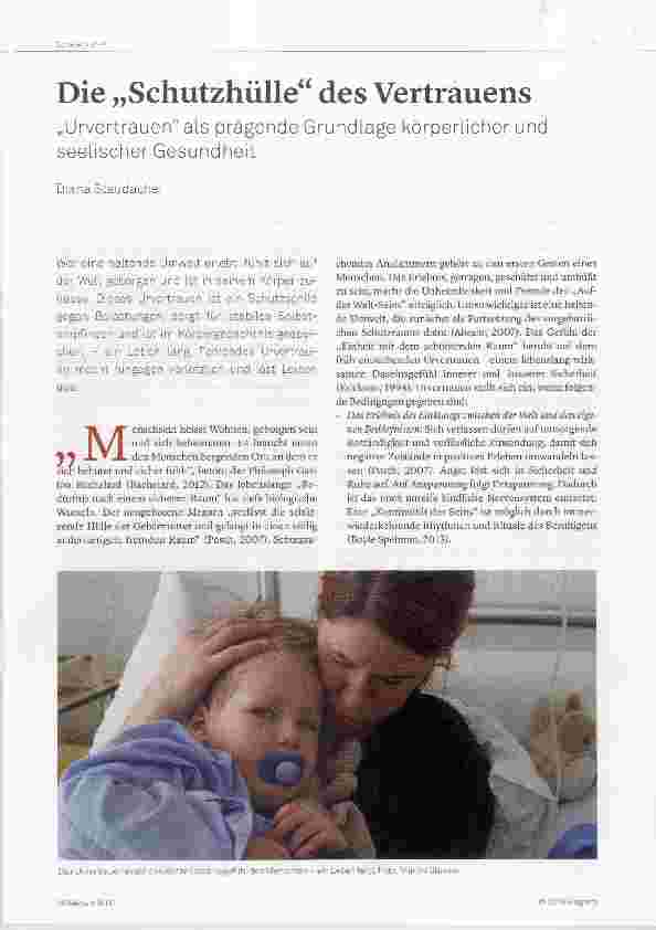 Vorschauseite 1: Die „Schutzhülle“ des Vertrauens „Urvertrauen“ als prägende Grundlage körperlicher und seelischer Gesundheit