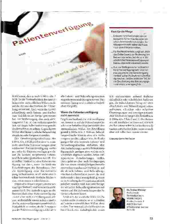 Vorschauseite 2: Pflege trifft Recht Der Streit um den Tod