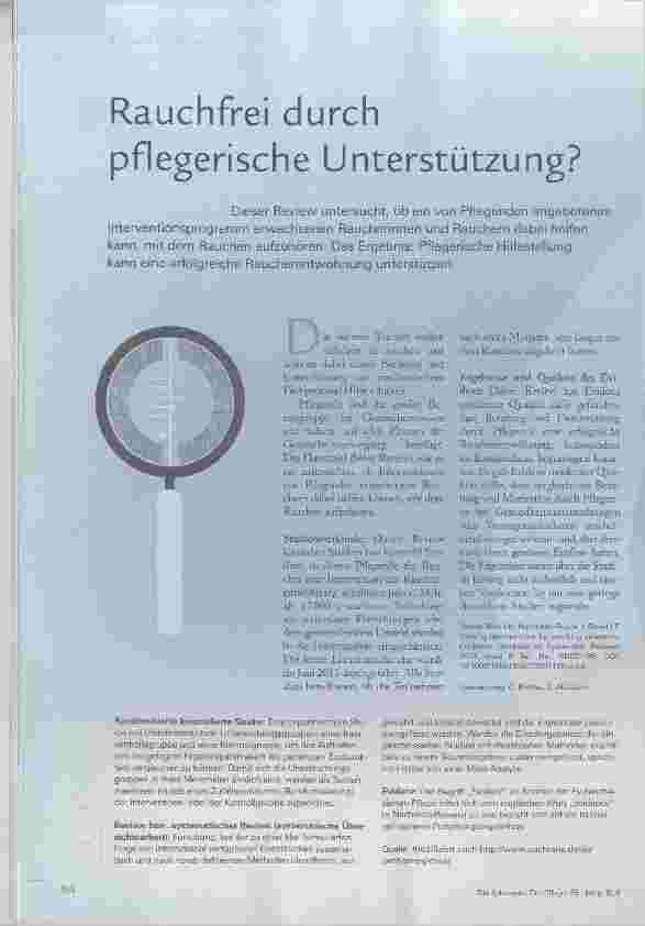 Vorschauseite 1: Rauchfrei durch pflegerische Unterstützung?
