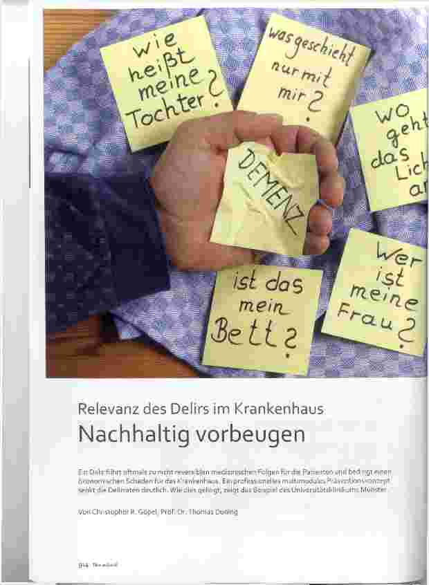Vorschauseite 1: Relevanz des Delirs im Krankenhaus Nachhaltig Vorbeugen