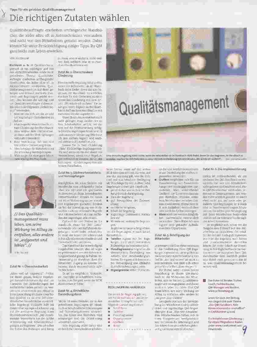Vorschauseite 1: Tipps für ein gelebtes Qualitätsmanagement Die richtigen Zutaten wählen