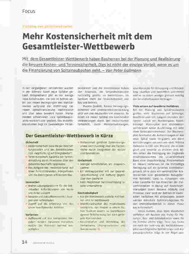 Vorschauseite 1: Mehr Kostensicherheit mit dem Gesamtieister-Wettbewerb