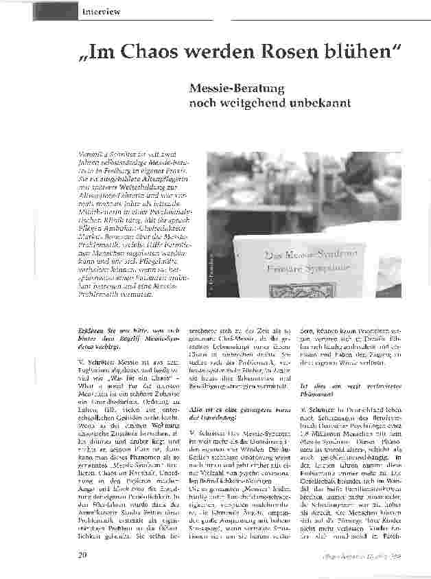 Vorschauseite 1: Im Chaos werden Rosen blühenMessie-Beratung noch weitgehend unbekannt