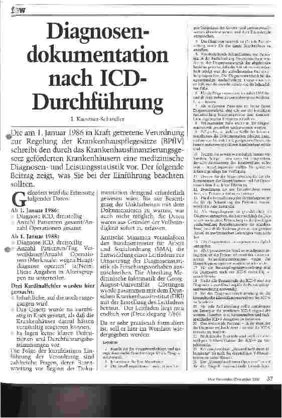 Vorschauseite 1: Diagnosen - Dokumentation nach ICD-Durchführung