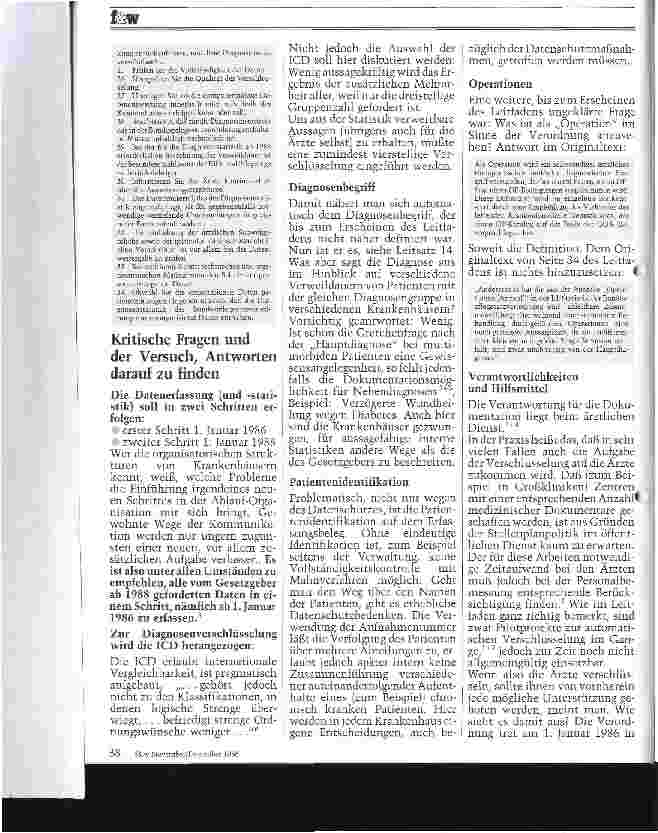 Vorschauseite 2: Diagnosen - Dokumentation nach ICD-Durchführung