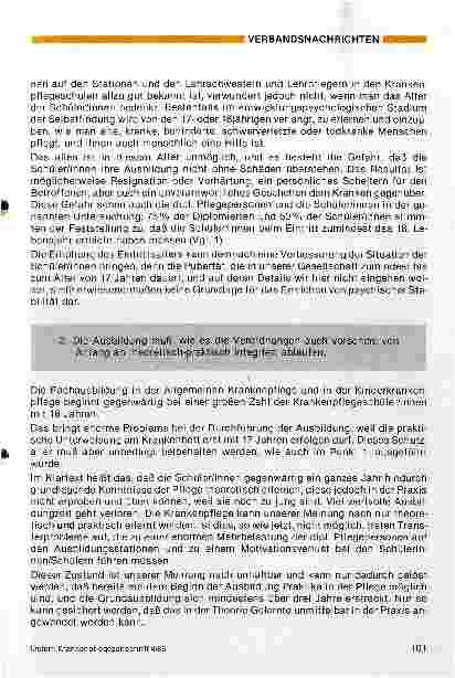 Vorschauseite 2: Warum darf die Fachausbildung in der Krankenpflege frühestens mit 17 Jahren beginnen umd muss mindestens drei Jahre dauern?