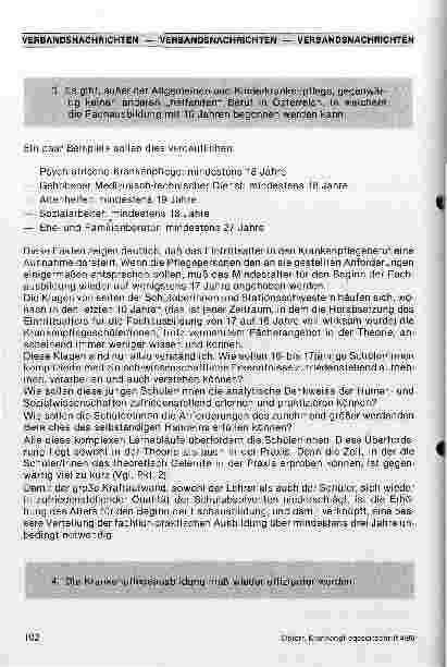 Vorschauseite 3: Warum darf die Fachausbildung in der Krankenpflege frühestens mit 17 Jahren beginnen umd muss mindestens drei Jahre dauern?