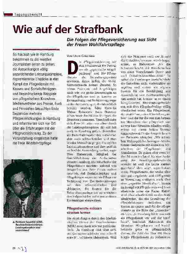 Vorschauseite 1: Wie auf der Strafbank Die Folgen der Pflegeversicherung aus Sicht der Freien Wohlfahrtspflege