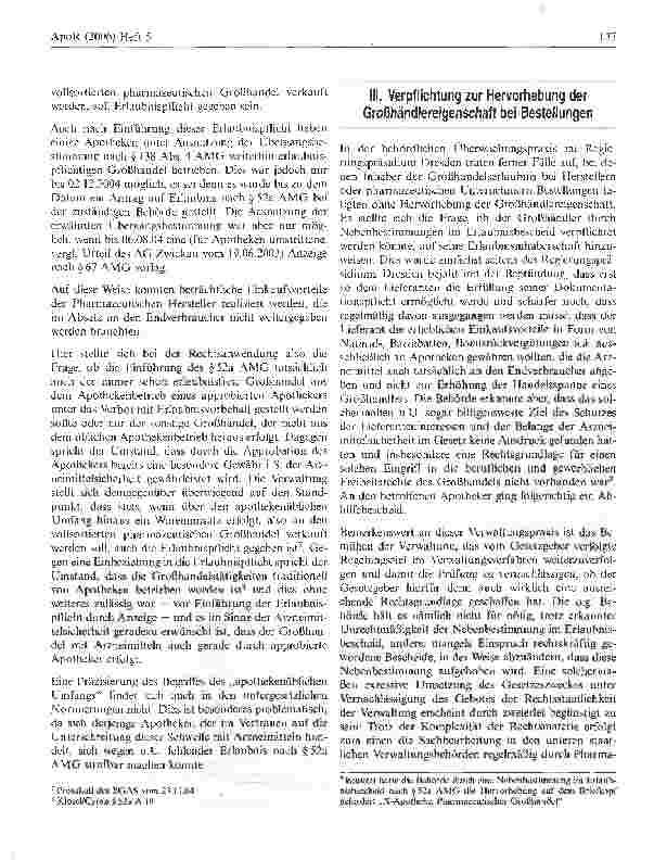 Vorschauseite 2: Die Neuregelungen zum pharmazeutischen Großhandel - Umsetzungsprobleme in der behördlichen Praxis -