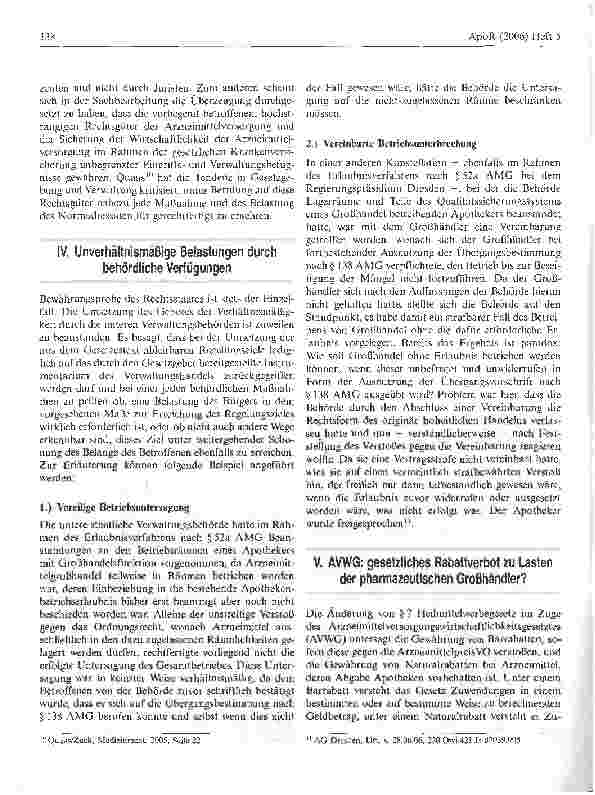 Vorschauseite 3: Die Neuregelungen zum pharmazeutischen Großhandel - Umsetzungsprobleme in der behördlichen Praxis -