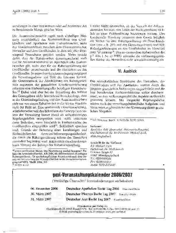 Vorschauseite 4: Die Neuregelungen zum pharmazeutischen Großhandel - Umsetzungsprobleme in der behördlichen Praxis -