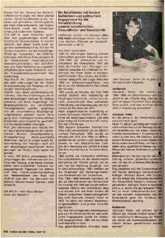 Vorschauseite 2: Aus der Arbeit der Sektion II Psychologische Aspekte der Krankenpflege