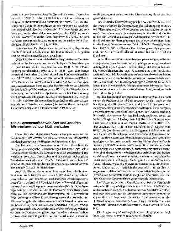 Vorschauseite 2: Die Aufgabenverteilung in Medizin und Pflege bei der Bluttransfusion