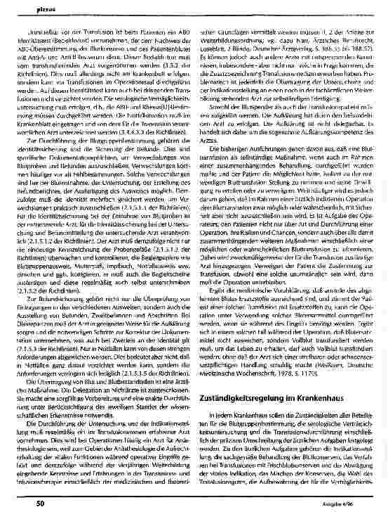 Vorschauseite 3: Die Aufgabenverteilung in Medizin und Pflege bei der Bluttransfusion