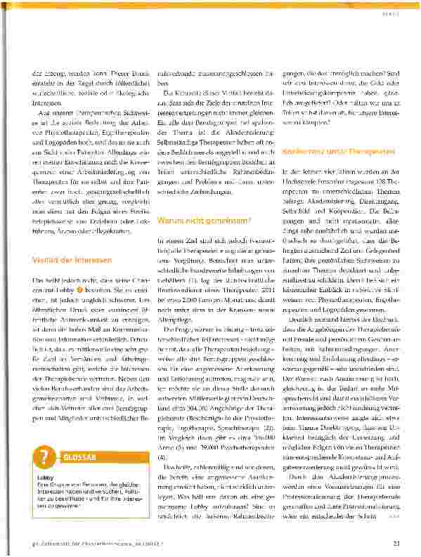 Vorschauseite 2: Fehlt Therapeuten ein starker Lobbyverband?