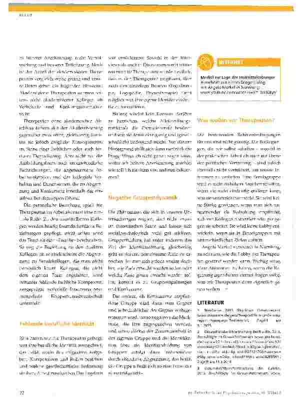 Vorschauseite 3: Fehlt Therapeuten ein starker Lobbyverband?