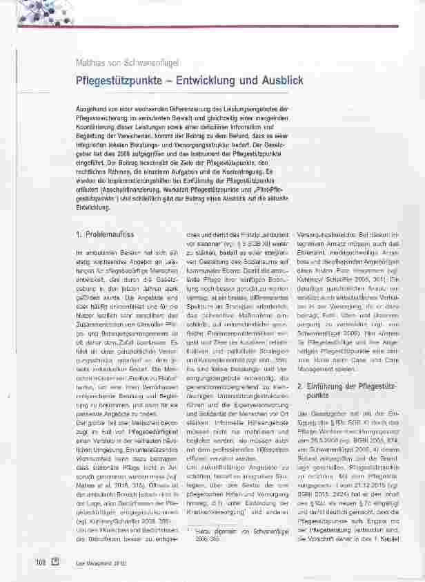Vorschauseite 1: Pflegestützpunkte Entwicklung und Ausblick