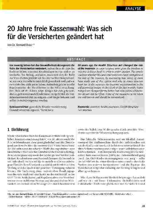 Vorschauseite 1: 20 Jahre freie Kassenwahl: Was sich für die Versicherten geändert hat
