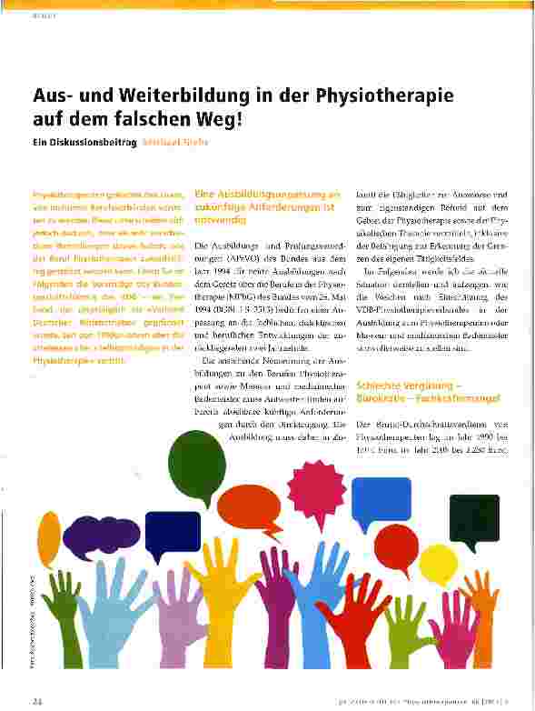 Vorschauseite 1: Ausund Weiterbildung in der Physiotherapie auf dem falschen Weg!