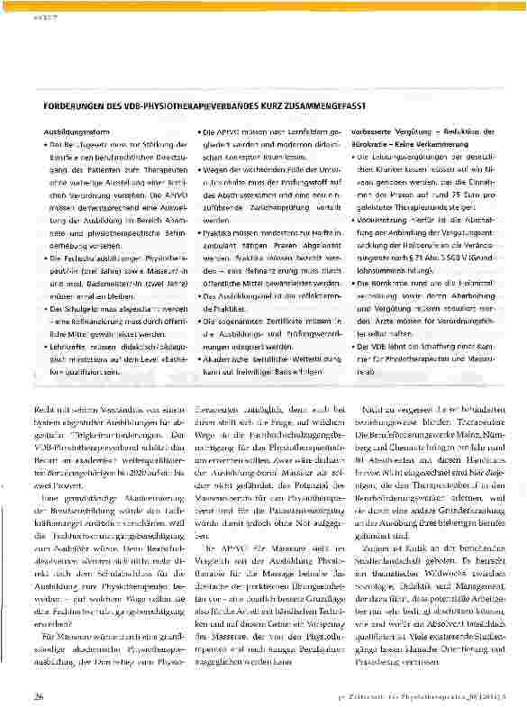 Vorschauseite 3: Ausund Weiterbildung in der Physiotherapie auf dem falschen Weg!