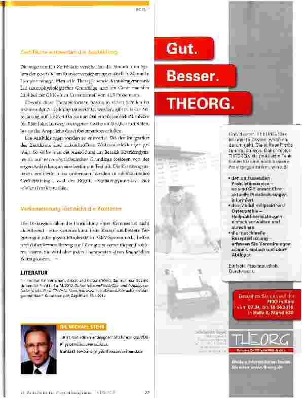 Vorschauseite 4: Ausund Weiterbildung in der Physiotherapie auf dem falschen Weg!