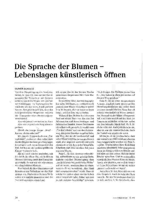 Vorschauseite 1: Die Sprache der Blumen -Lebenslagen künstlerisch öffnen