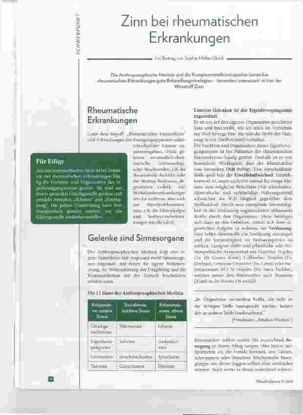 Vorschauseite 1: Zinn bei rheumatischen Erkrankungen