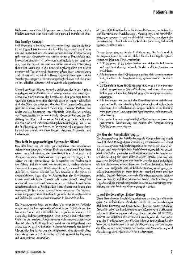 Vorschauseite 2: Komplexleistung Frühförderung nach dem SGB IXVortrag auf dem 50. Ergotherapiekongress vom 26. -29. 05. 2005 in Köln