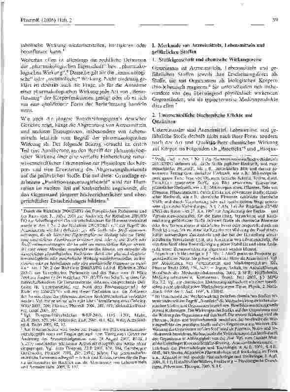 Vorschauseite 2: Physiologische, pharmakologische und toxikologische Wirkung- Ein Beitrag zur Abgrenzung von Lebensmitteln, Arzneimitteln und gefährlichen Stoffen - (Teil 1)